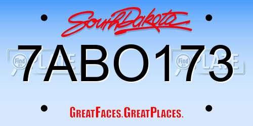 7ABO173 South Dakota License Plate