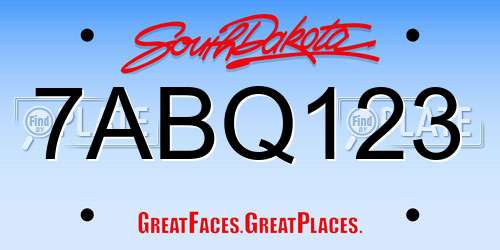 7ABQ123 South Dakota License Plate