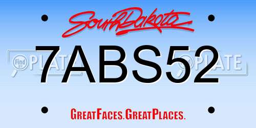 7ABS52 South Dakota License Plate