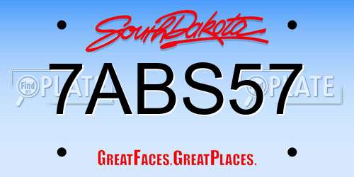 7ABS57 South Dakota License Plate