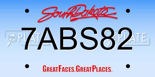 7ABS82 South Dakota License Plate