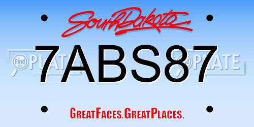 7ABS87 South Dakota License Plate