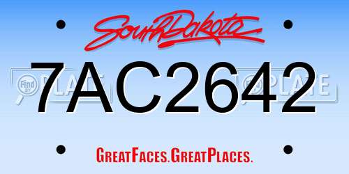 7AC2642 South Dakota License Plate