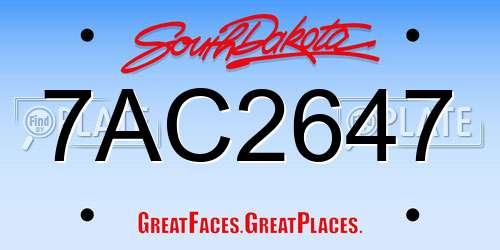 7AC2647 South Dakota License Plate