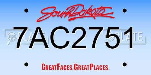 7AC2751 South Dakota License Plate