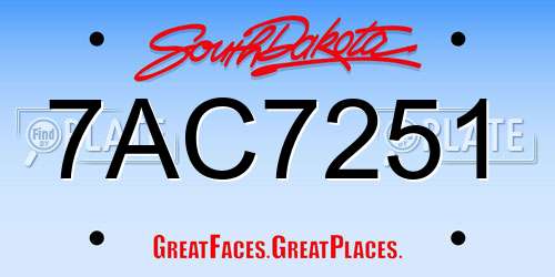 7AC7251 South Dakota License Plate