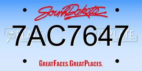 7AC7647 South Dakota License Plate