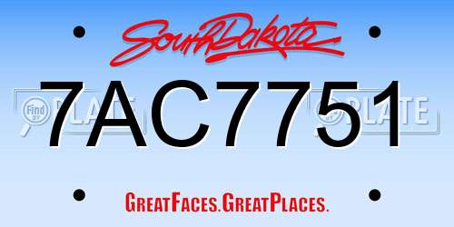 7AC7751 South Dakota License Plate
