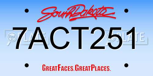 7ACT251 South Dakota License Plate