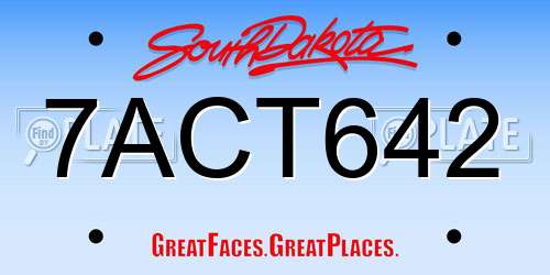 7ACT642 South Dakota License Plate