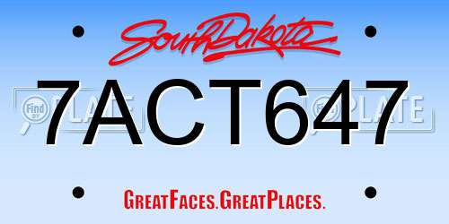 7ACT647 South Dakota License Plate