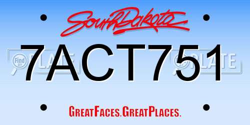 7ACT751 South Dakota License Plate