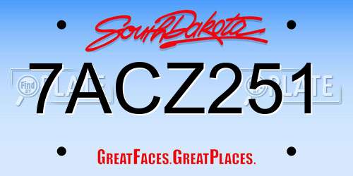 7ACZ251 South Dakota License Plate