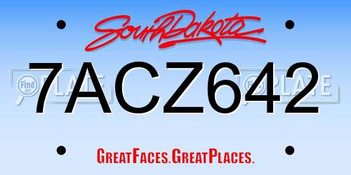 7ACZ642 South Dakota License Plate