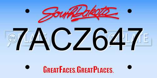 7ACZ647 South Dakota License Plate