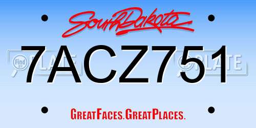 7ACZ751 South Dakota License Plate