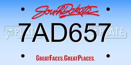 7AD657 South Dakota License Plate