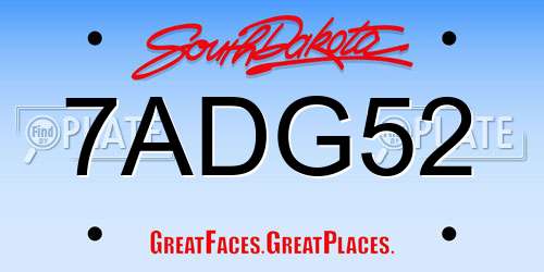 7ADG52 South Dakota License Plate