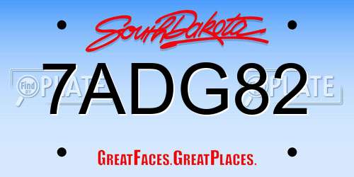 7ADG82 South Dakota License Plate
