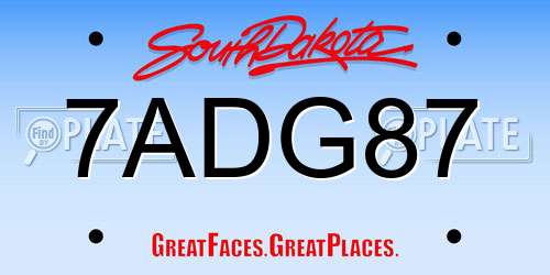 7ADG87 South Dakota License Plate