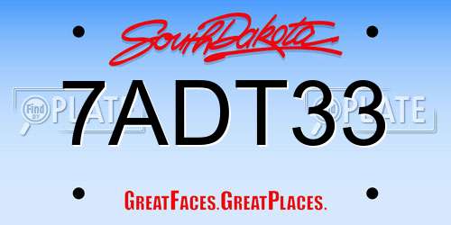 7ADT33 South Dakota License Plate