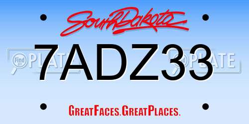 7ADZ33 South Dakota License Plate