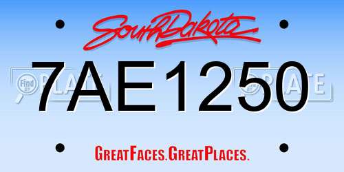 7AE1250 South Dakota License Plate