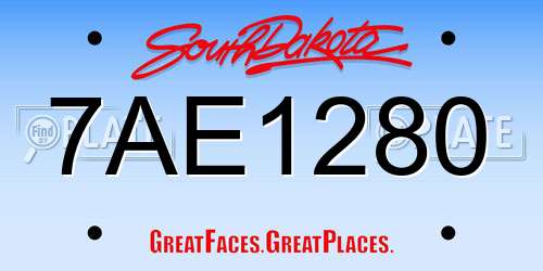 7AE1280 South Dakota License Plate