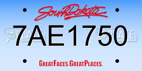 7AE1750 South Dakota License Plate
