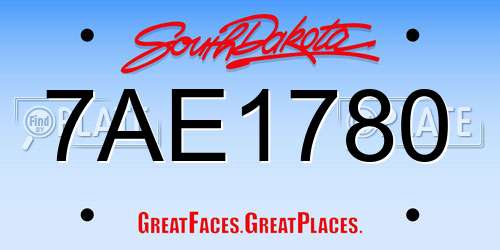 7AE1780 South Dakota License Plate