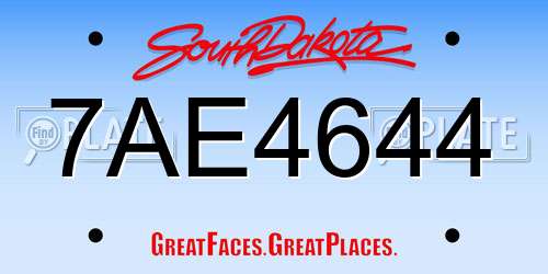 7AE4644 South Dakota License Plate