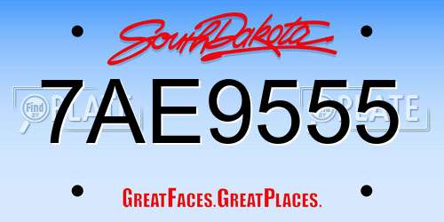 7AE9555 South Dakota License Plate