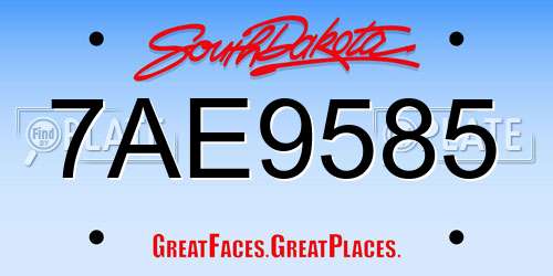 7AE9585 South Dakota License Plate