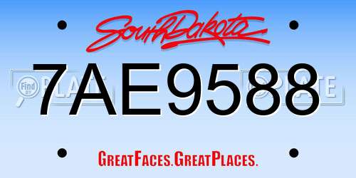 7AE9588 South Dakota License Plate