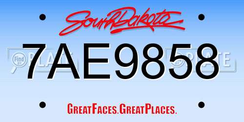 7AE9858 South Dakota License Plate