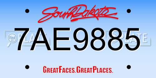 7AE9885 South Dakota License Plate