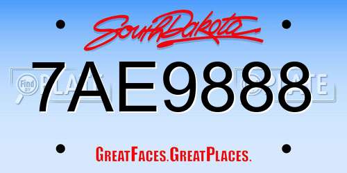 7AE9888 South Dakota License Plate