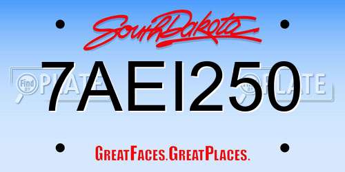 7AEI250 South Dakota License Plate