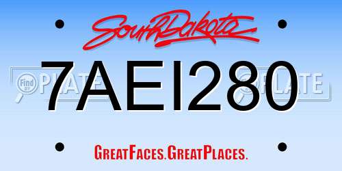 7AEI280 South Dakota License Plate