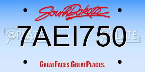 7AEI750 South Dakota License Plate