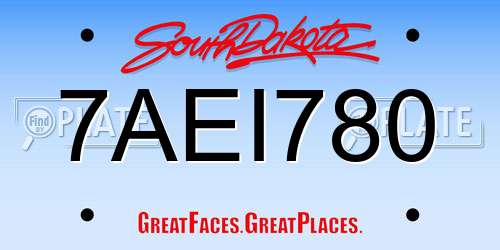 7AEI780 South Dakota License Plate