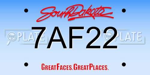 7AF22 South Dakota License Plate