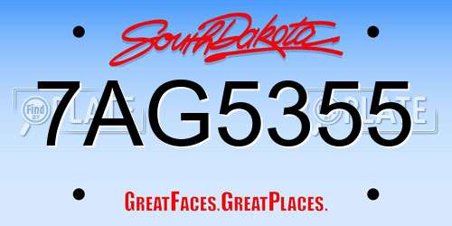 7AG5355 South Dakota License Plate