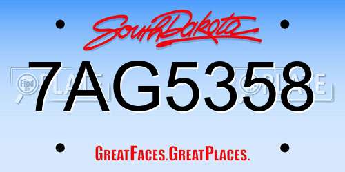 7AG5358 South Dakota License Plate