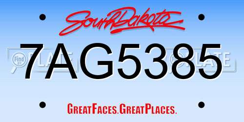 7AG5385 South Dakota License Plate