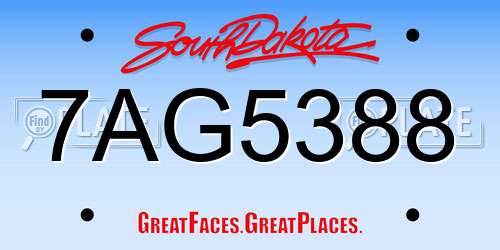 7AG5388 South Dakota License Plate