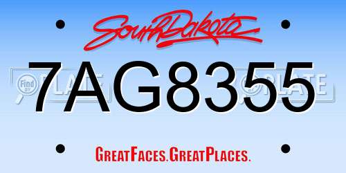 7AG8355 South Dakota License Plate