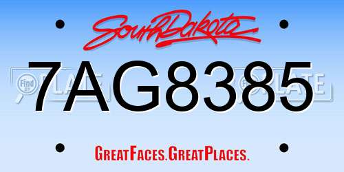 7AG8385 South Dakota License Plate