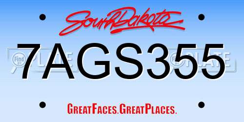 7AGS355 South Dakota License Plate