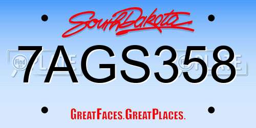 7AGS358 South Dakota License Plate